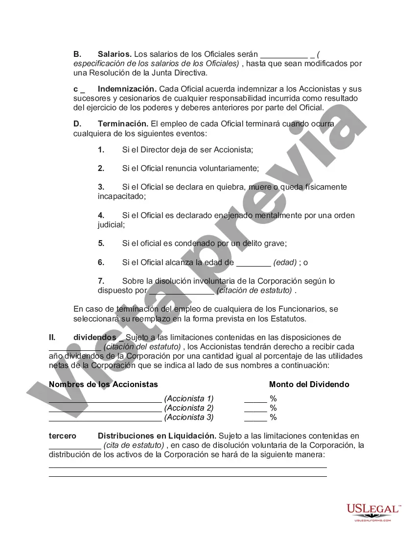 Preview Pacto de Accionistas con Asignación Especial de Dividendos entre Accionistas en Sociedad Anónima Cerrada