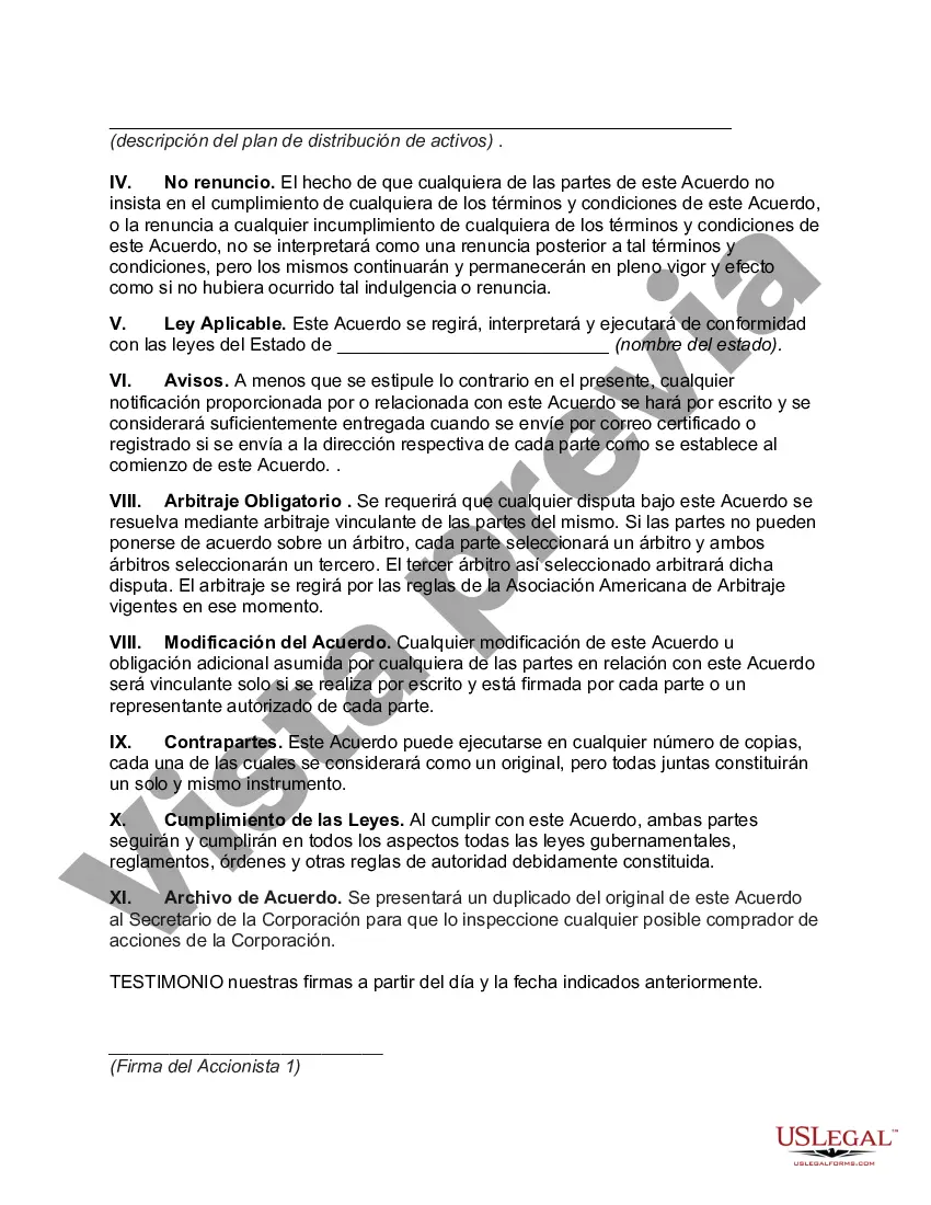 Preview Pacto de Accionistas con Asignación Especial de Dividendos entre Accionistas en Sociedad Anónima Cerrada