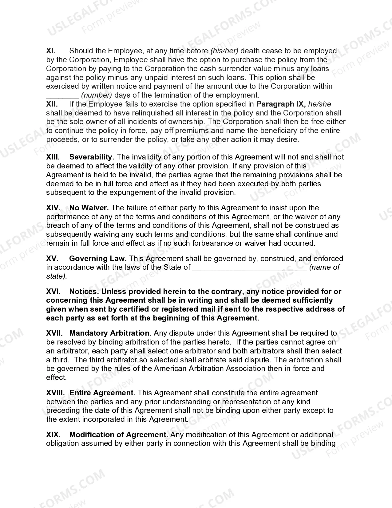 Preview Split-Dollar Insurance Agreement with Policy Owned Jointly by Employer and Employee