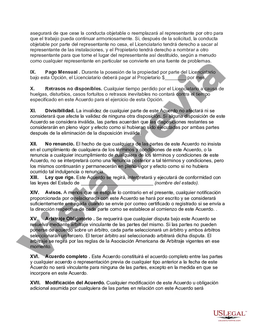 Preview Licencia de Exploración Mineral - Opción de Arrendamiento