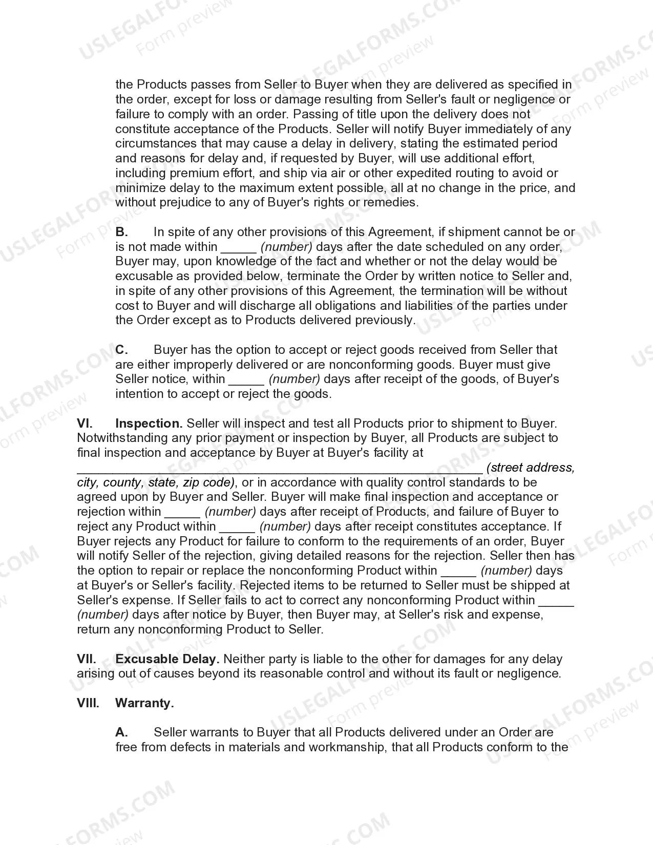 Preview Agreement for International Sale of Goods with United States Buyer