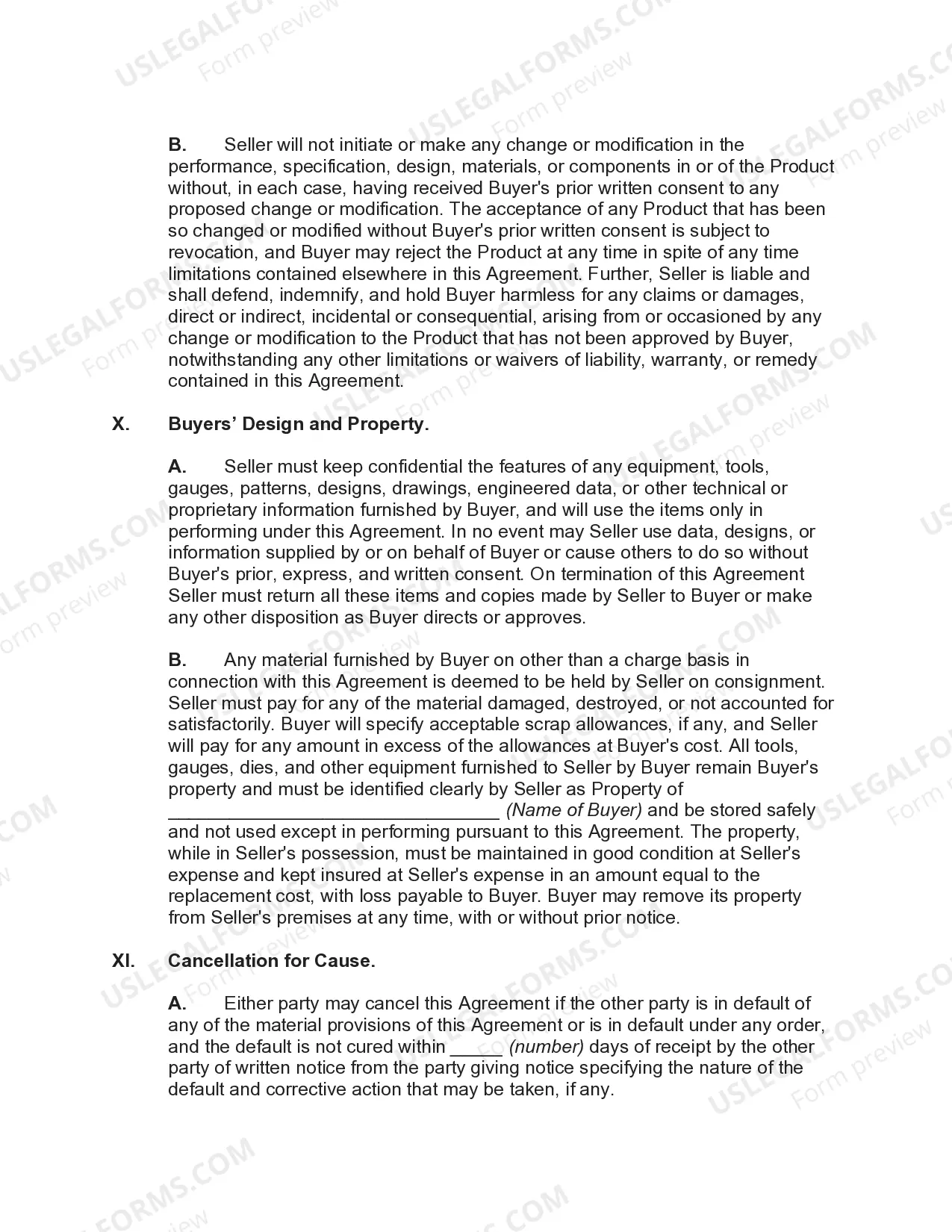 Preview Agreement for International Sale of Goods with United States Buyer