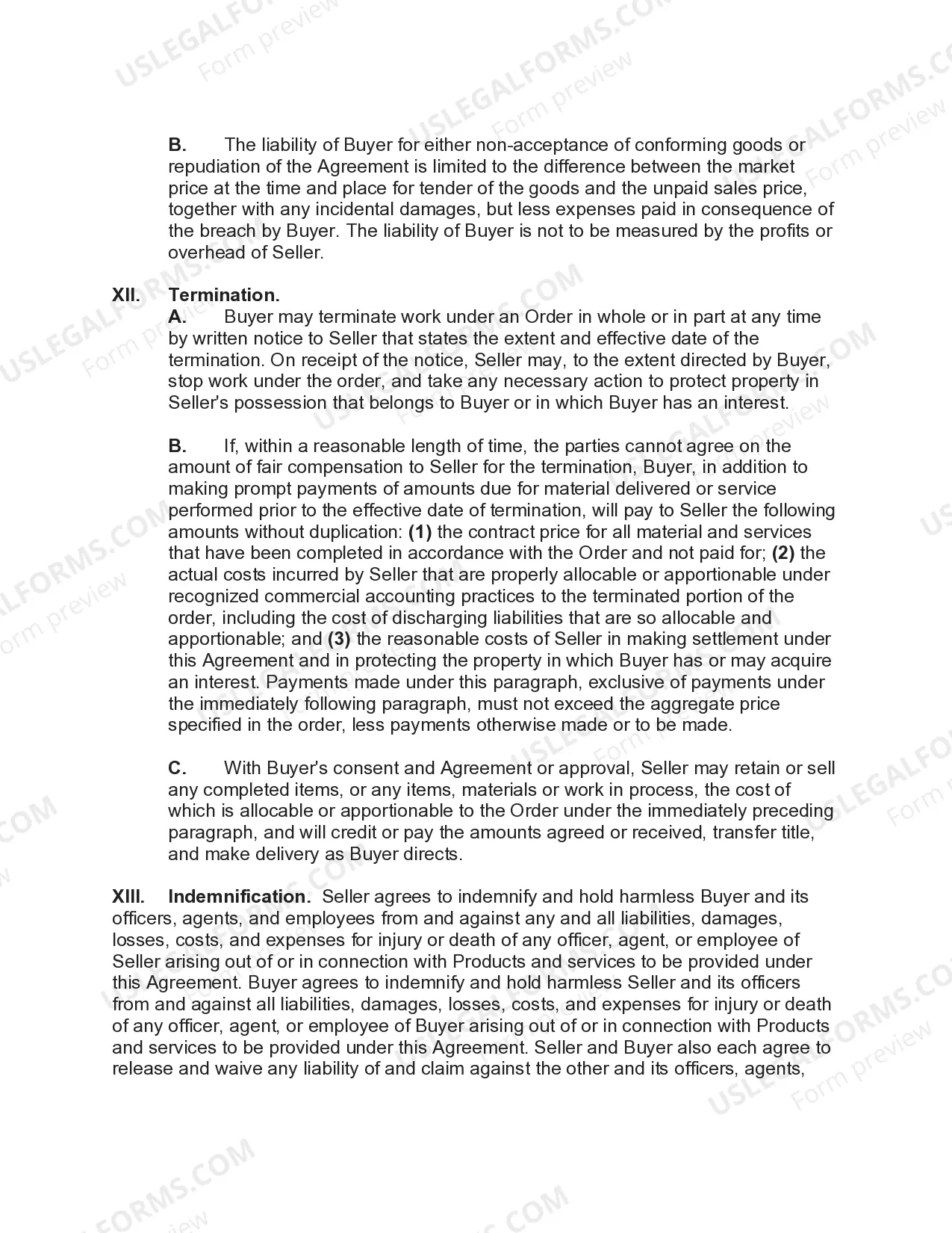 Preview Agreement for International Sale of Goods with United States Buyer
