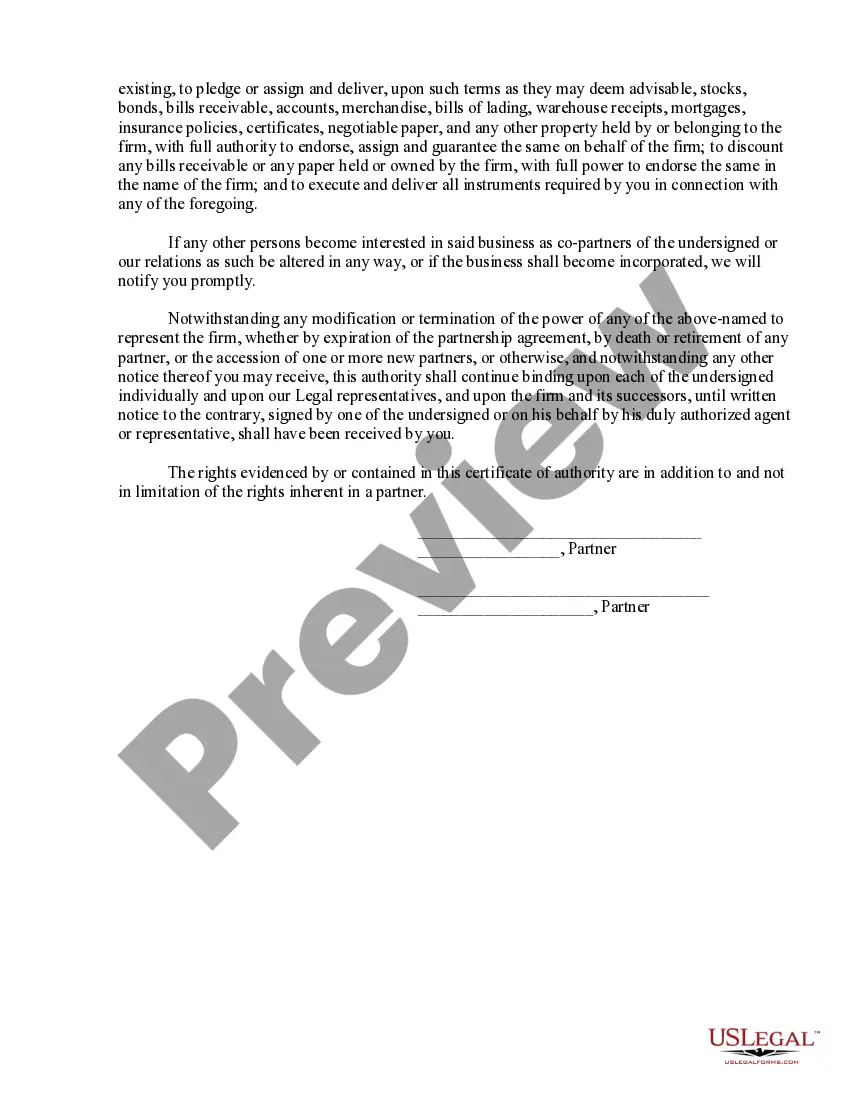 Get Authority of Partnership to Open Deposit Account and to Procure Loans Preview Authority of Partnership to Open Deposit Account and to Procure Loans