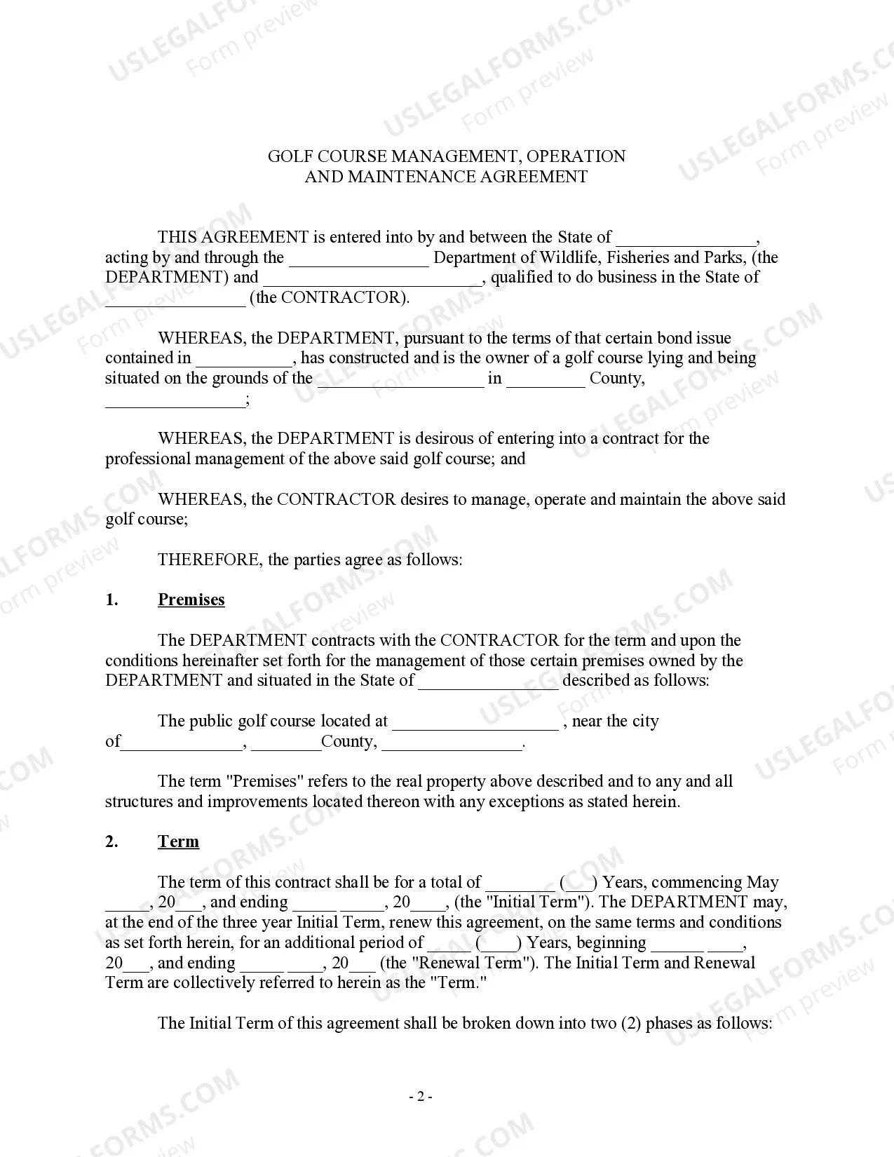 Preview Golf Course Management Agreement