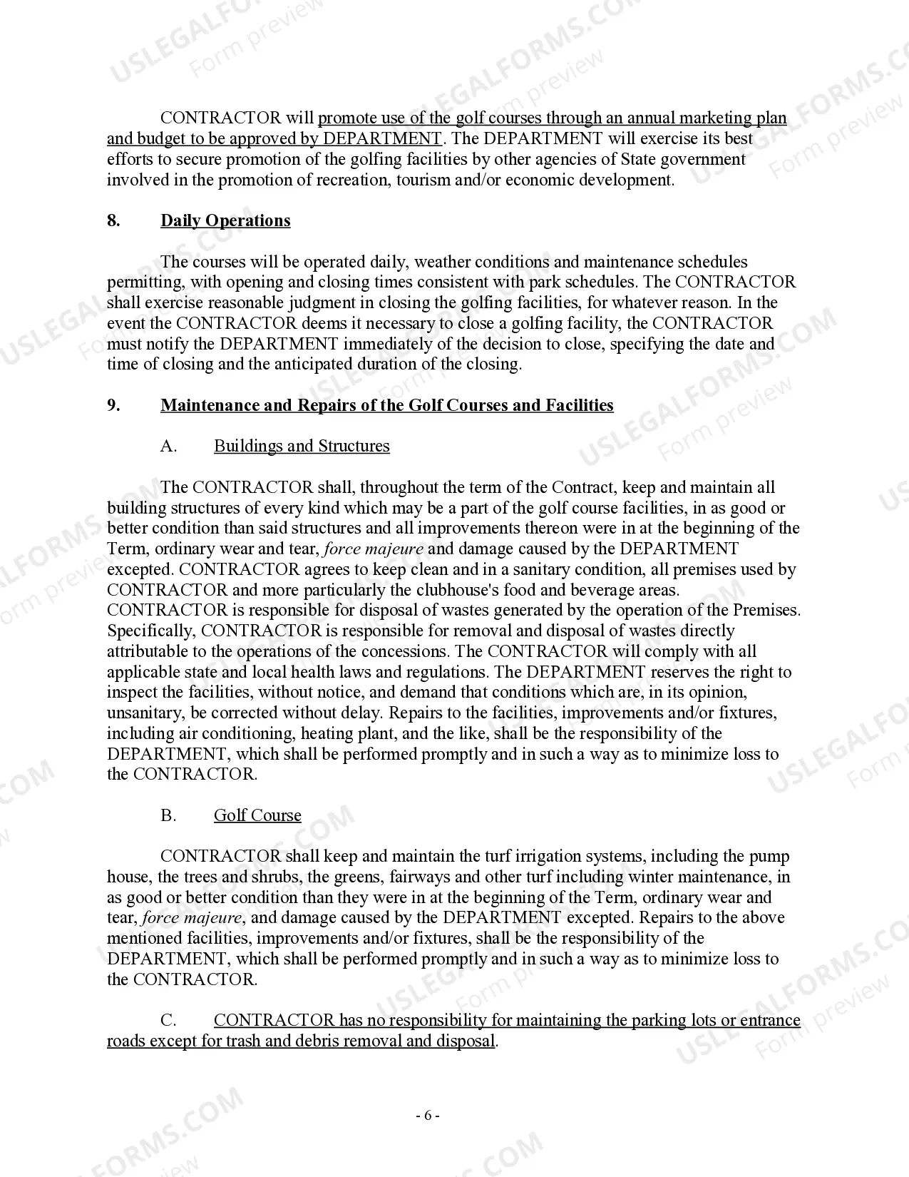 Preview Golf Course Management Agreement