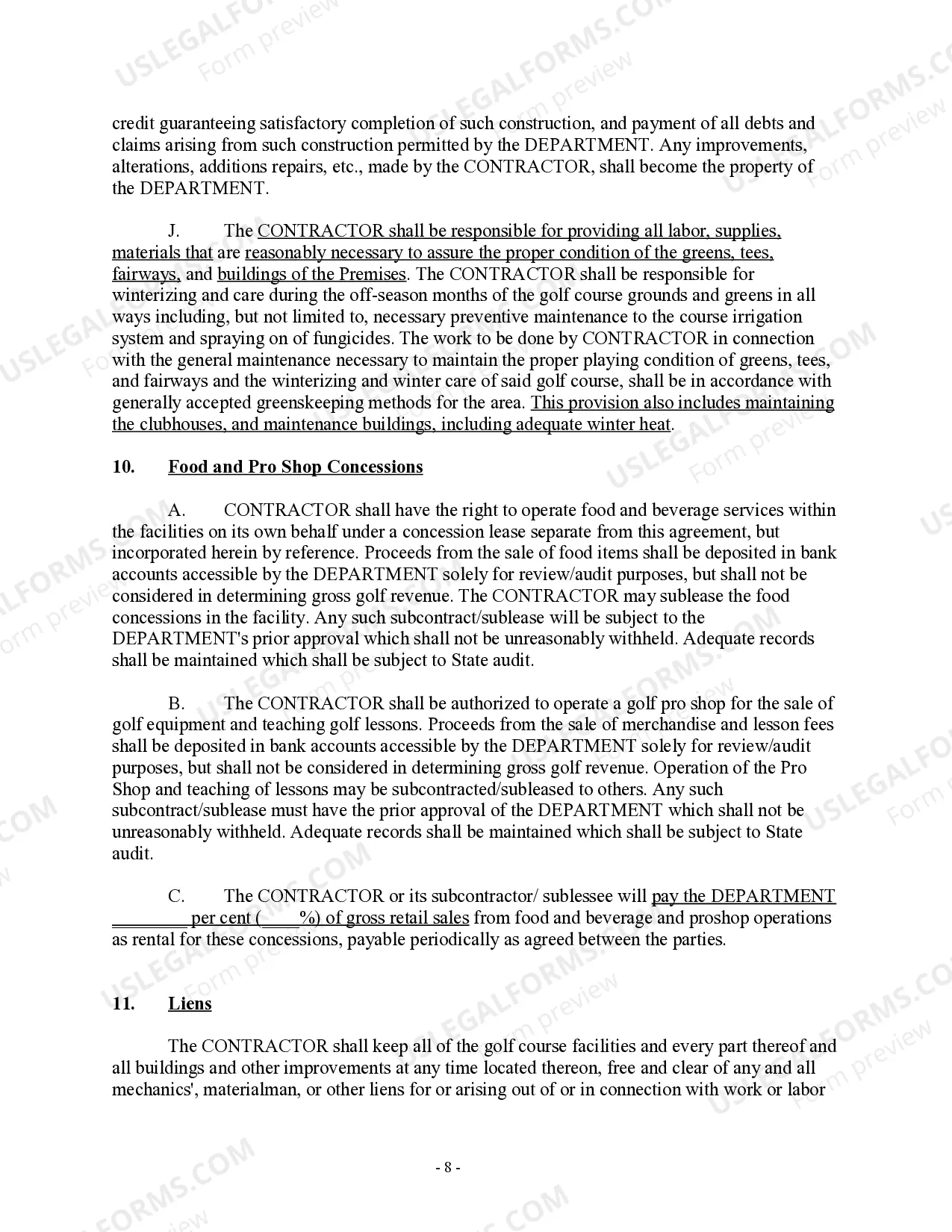 Preview Golf Course Management Agreement