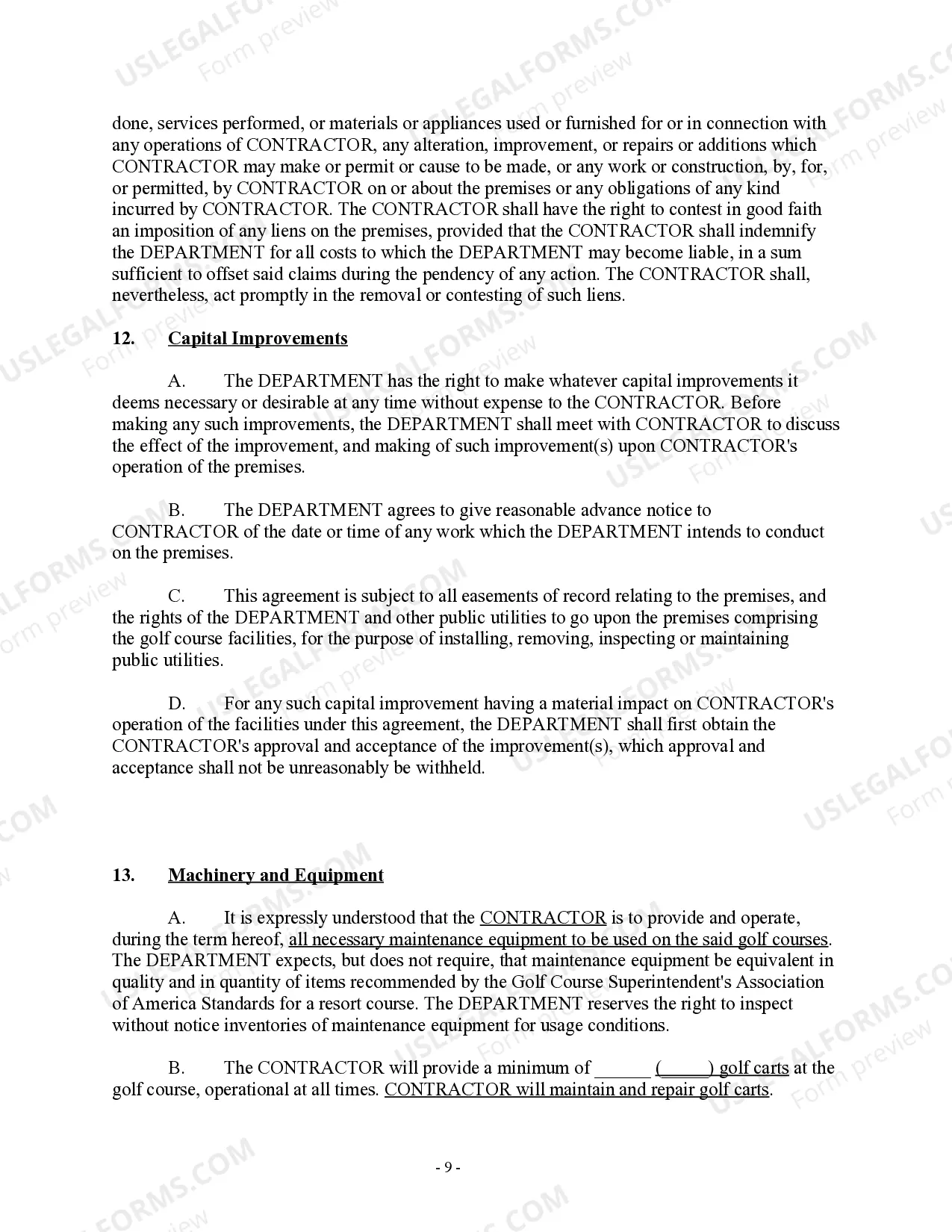 Preview Golf Course Management Agreement