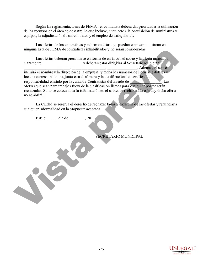 Preview Aviso a los licitadores para la limpieza de huracanes