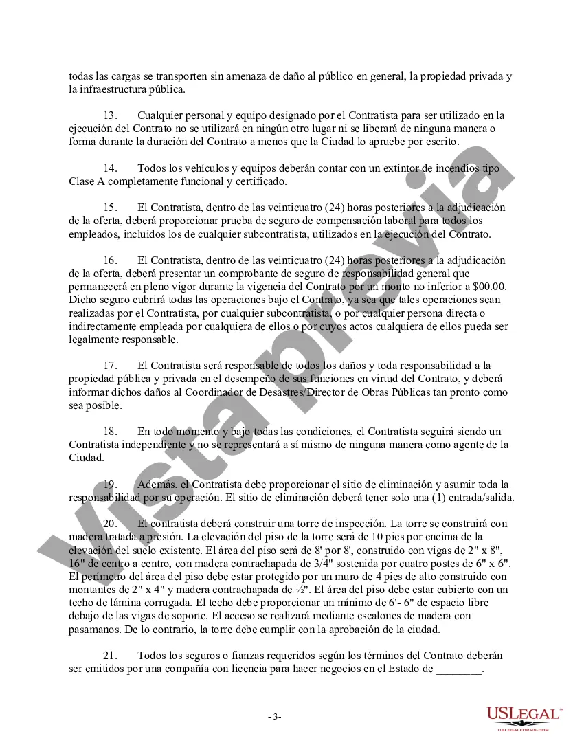 Preview Especificaciones de la oferta para la remoción de escombros del huracán