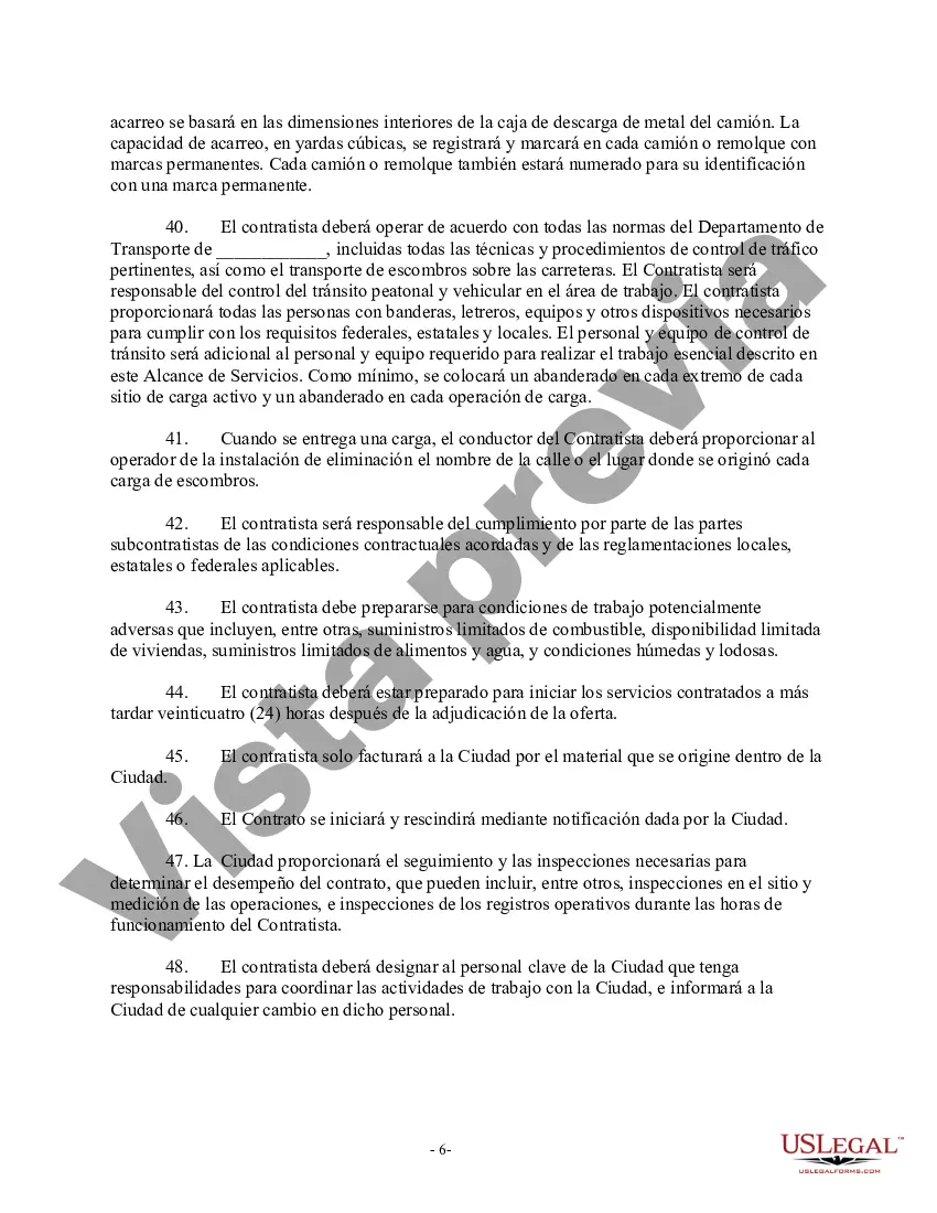 Preview Especificaciones de la oferta para la remoción de escombros del huracán