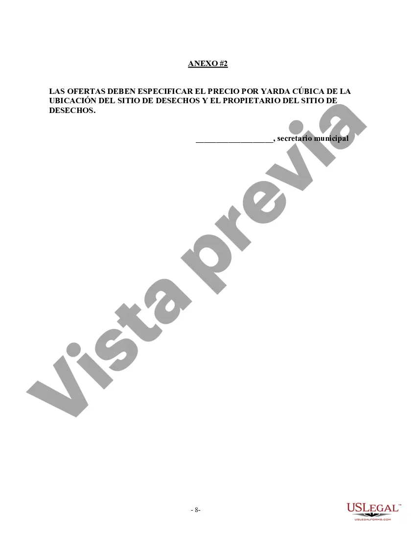 Preview Especificaciones de la oferta para la remoción de escombros del huracán