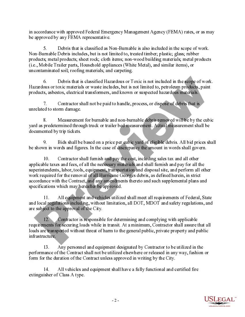 Get Bid Specifications for Hurricane Debris Removal Preview Bid Specifications for Hurricane Debris Removal