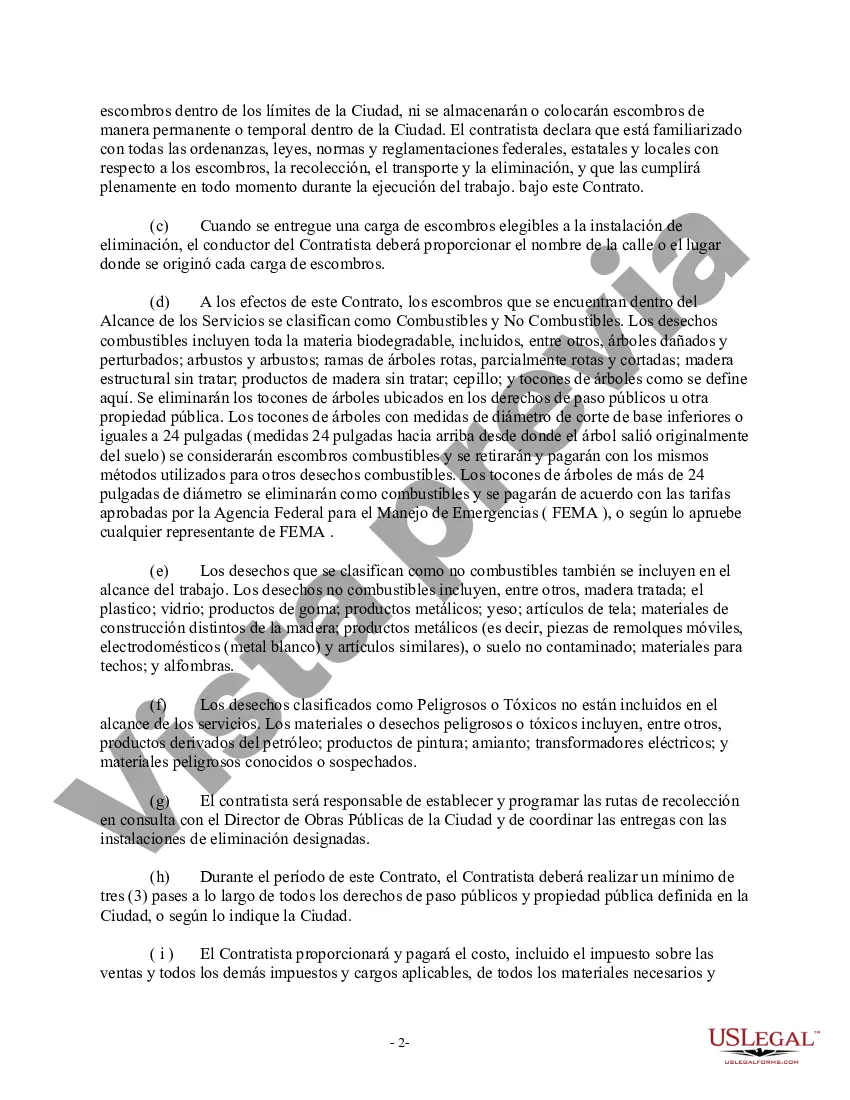 Preview Contrato para la remoción de escombros de huracanes
