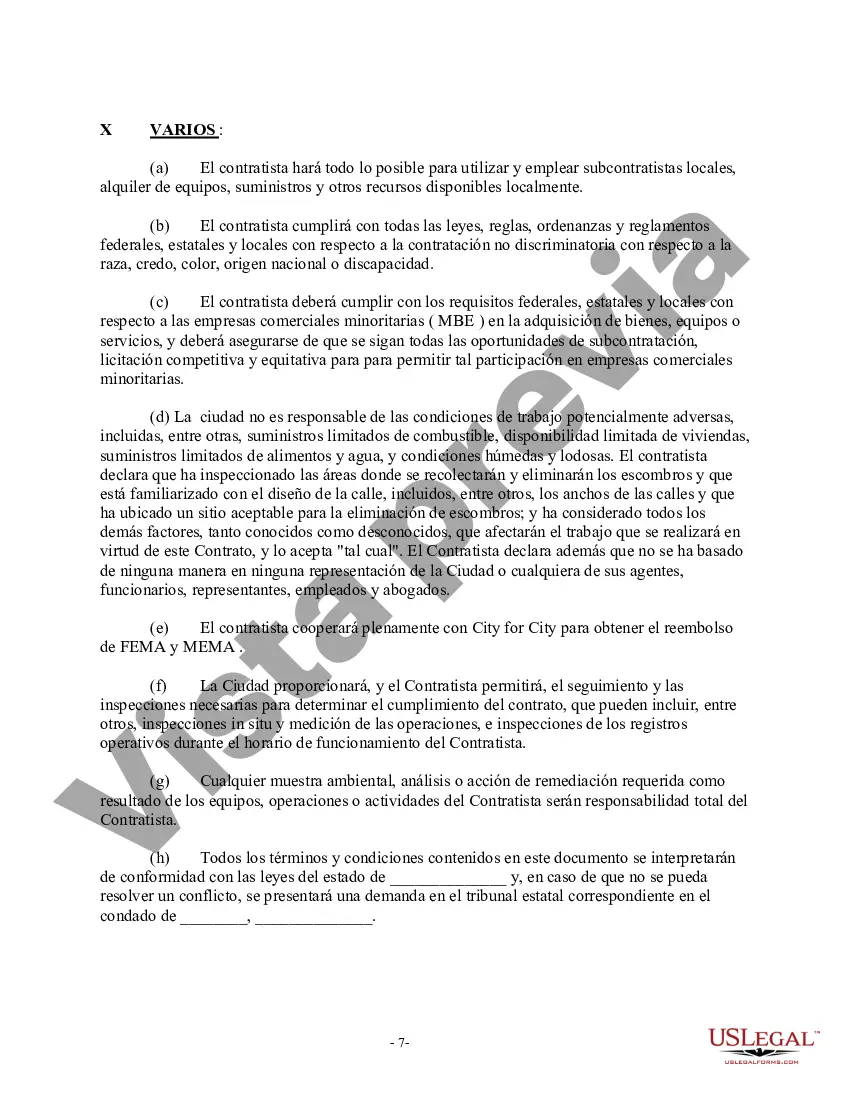 Preview Contrato para la remoción de escombros de huracanes