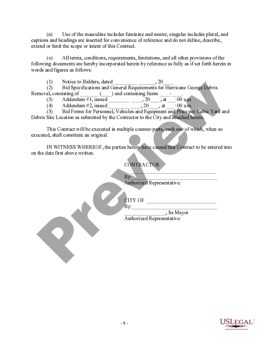 Get Contract for Hurricane Debris Removal Preview Contract for Hurricane Debris Removal