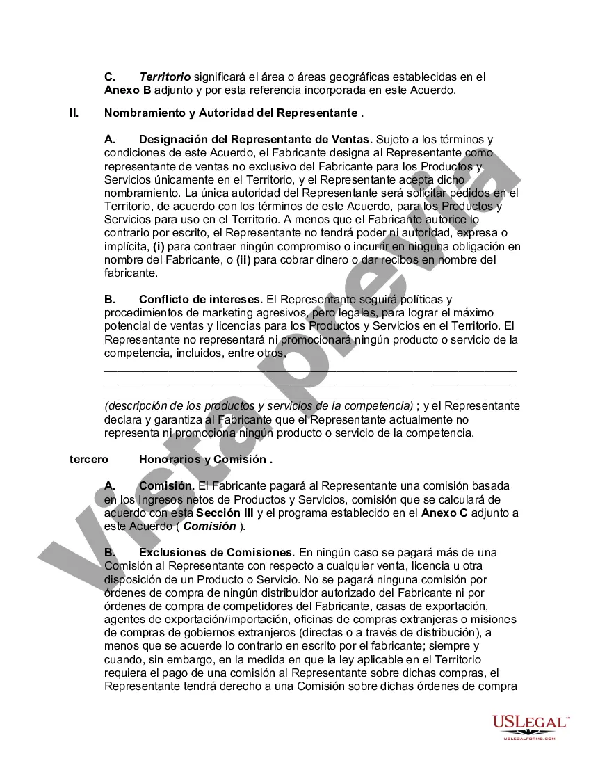 Preview Acuerdo de representante de ventas en el extranjero no exclusivo