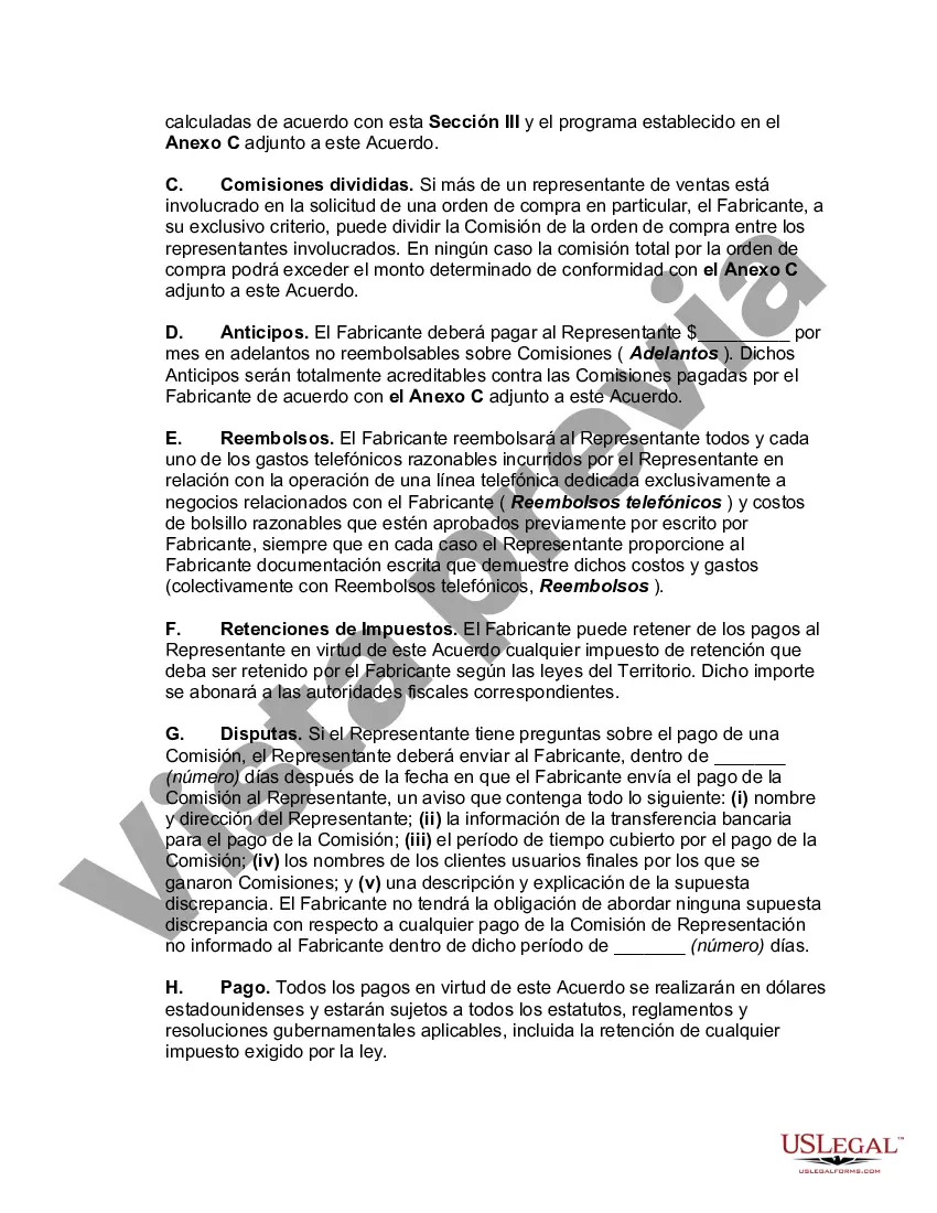 Preview Acuerdo de representante de ventas en el extranjero no exclusivo