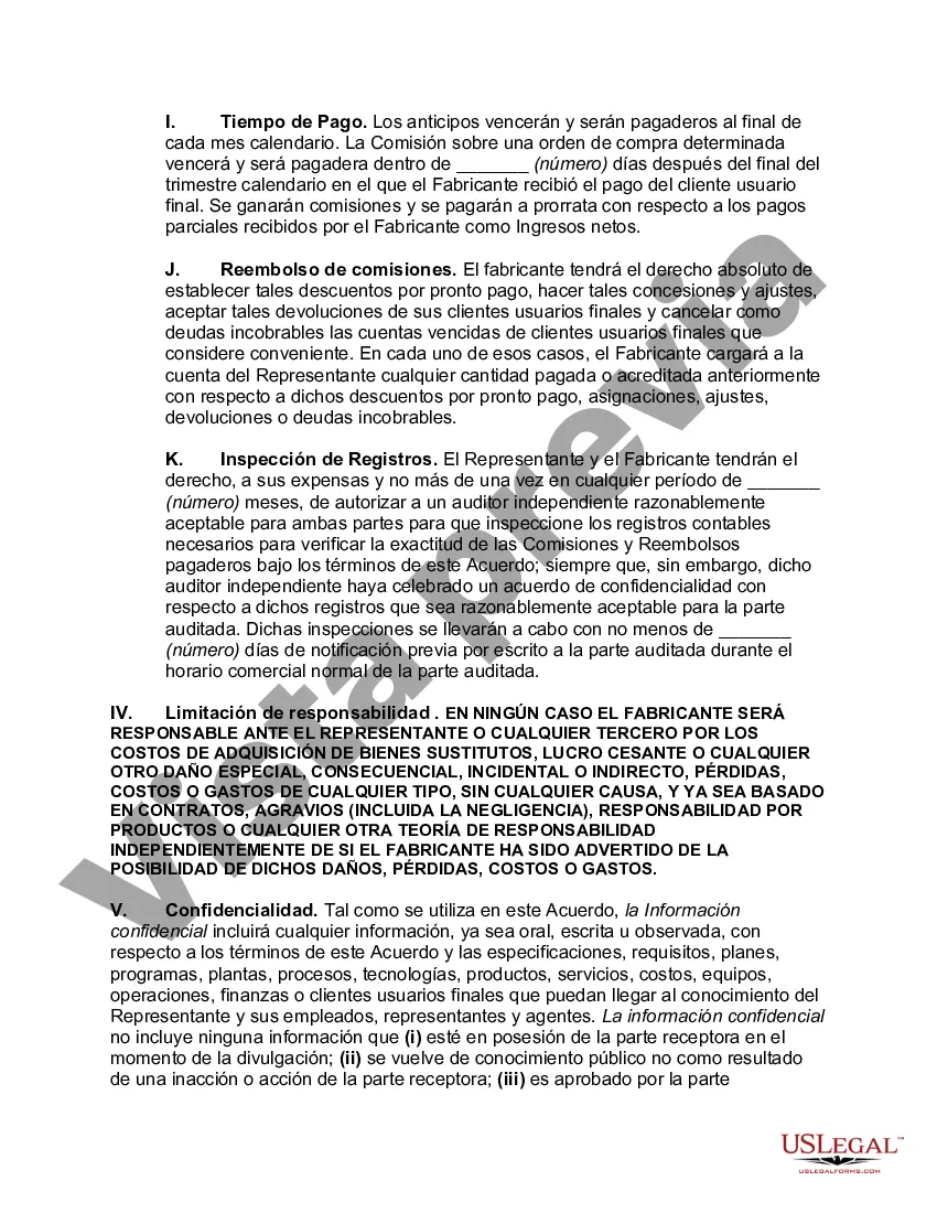 Preview Acuerdo de representante de ventas en el extranjero no exclusivo