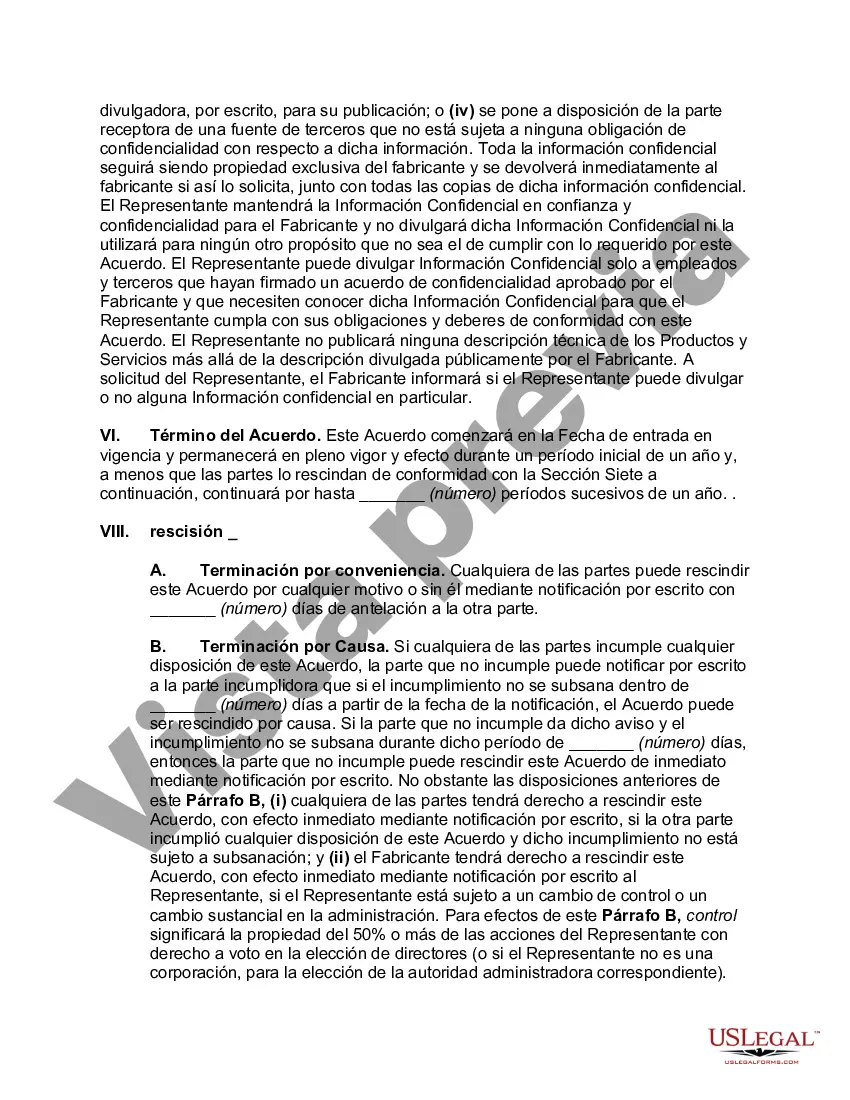 Preview Acuerdo de representante de ventas en el extranjero no exclusivo