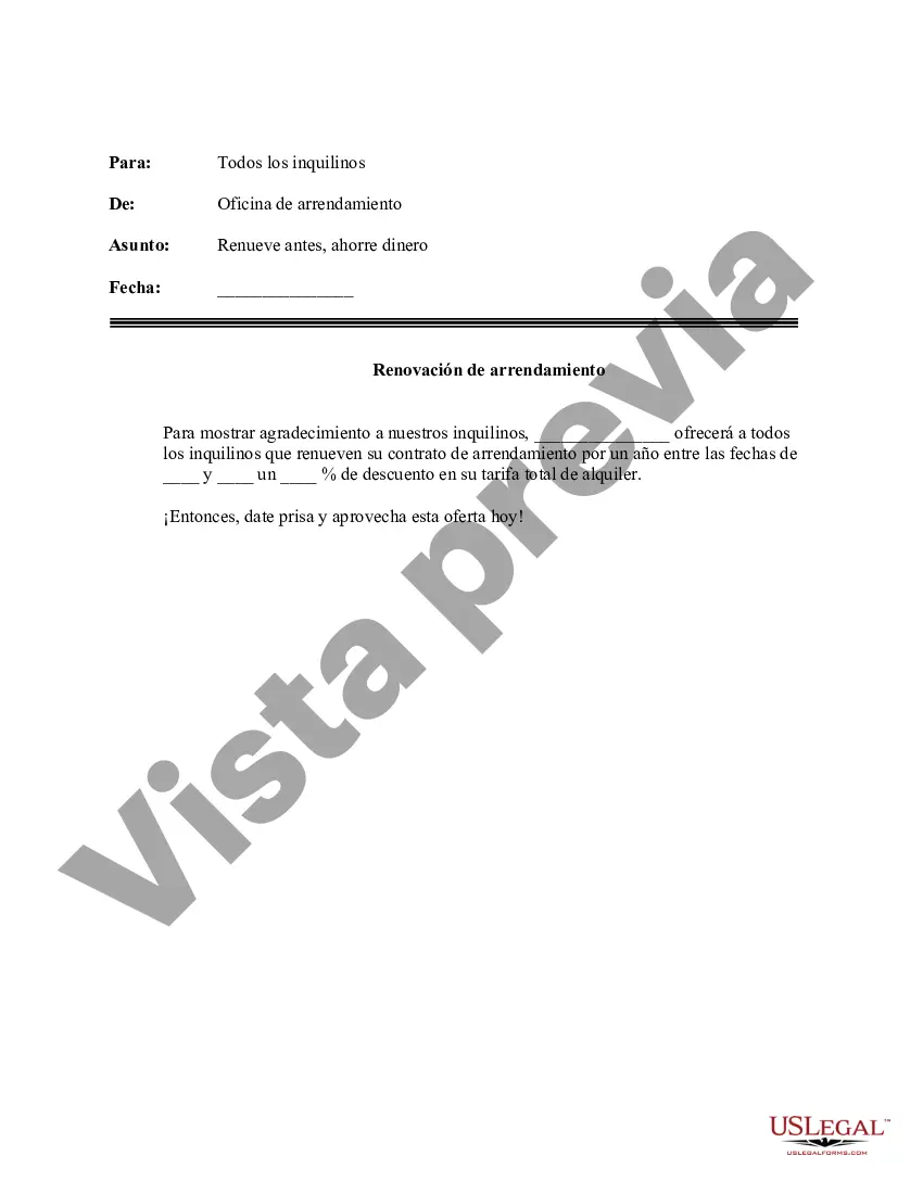 Preview Carta - Oferta a los inquilinos alentando la renovación del contrato de arrendamiento