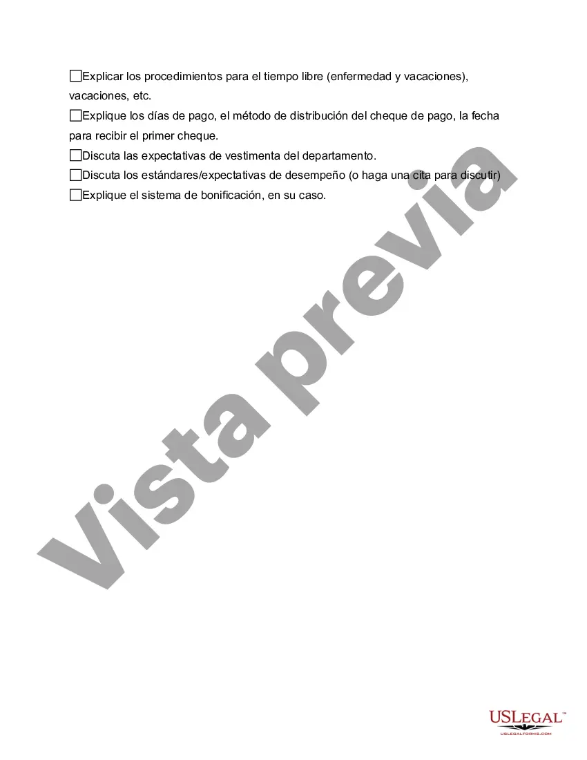 Preview Lista de verificación de orientación para empleados nuevos