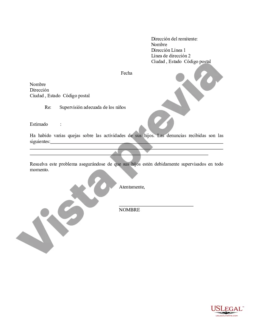 Preview Carta - Advertencia al arrendatario sobre el comportamiento de los hijos del arrendatario