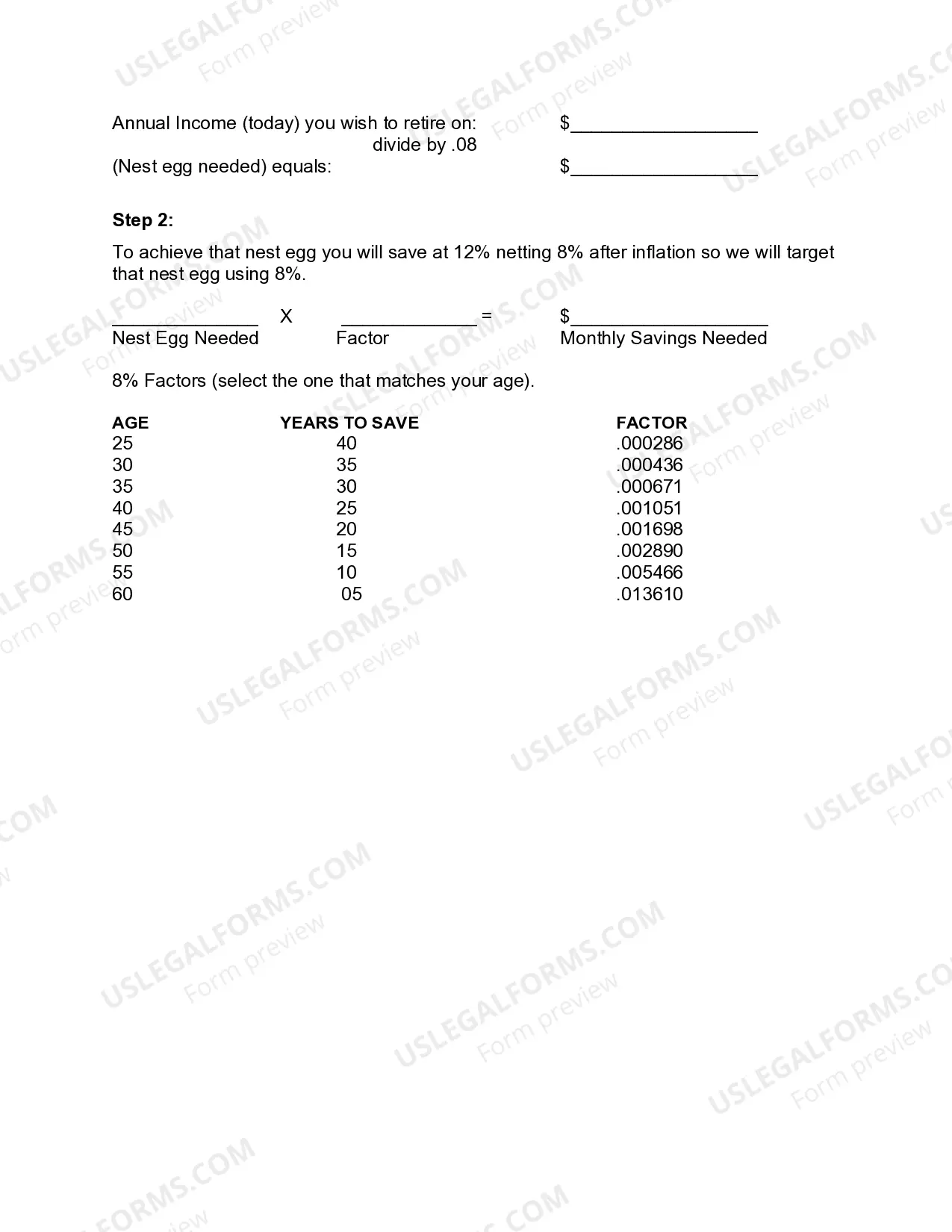Preview Monthly Retirement Planning