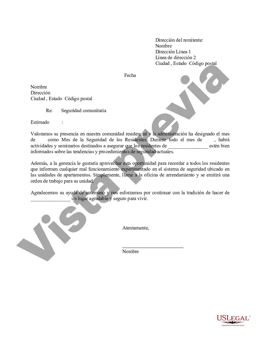 Preview Carta - Anuncio a los inquilinos sobre la seguridad de la comunidad