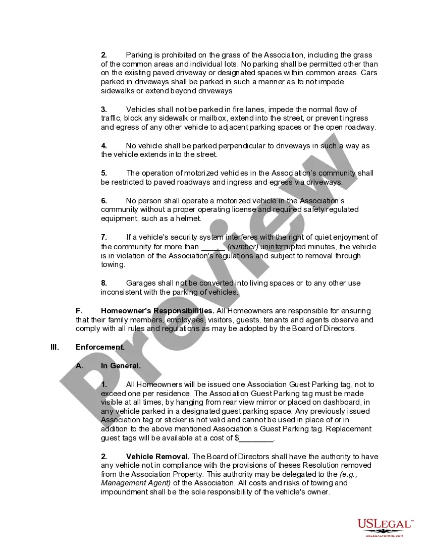 Get Parking Rules and Regulations of Homeowners' Association Preview Parking Rules and Regulations of Homeowners' Association