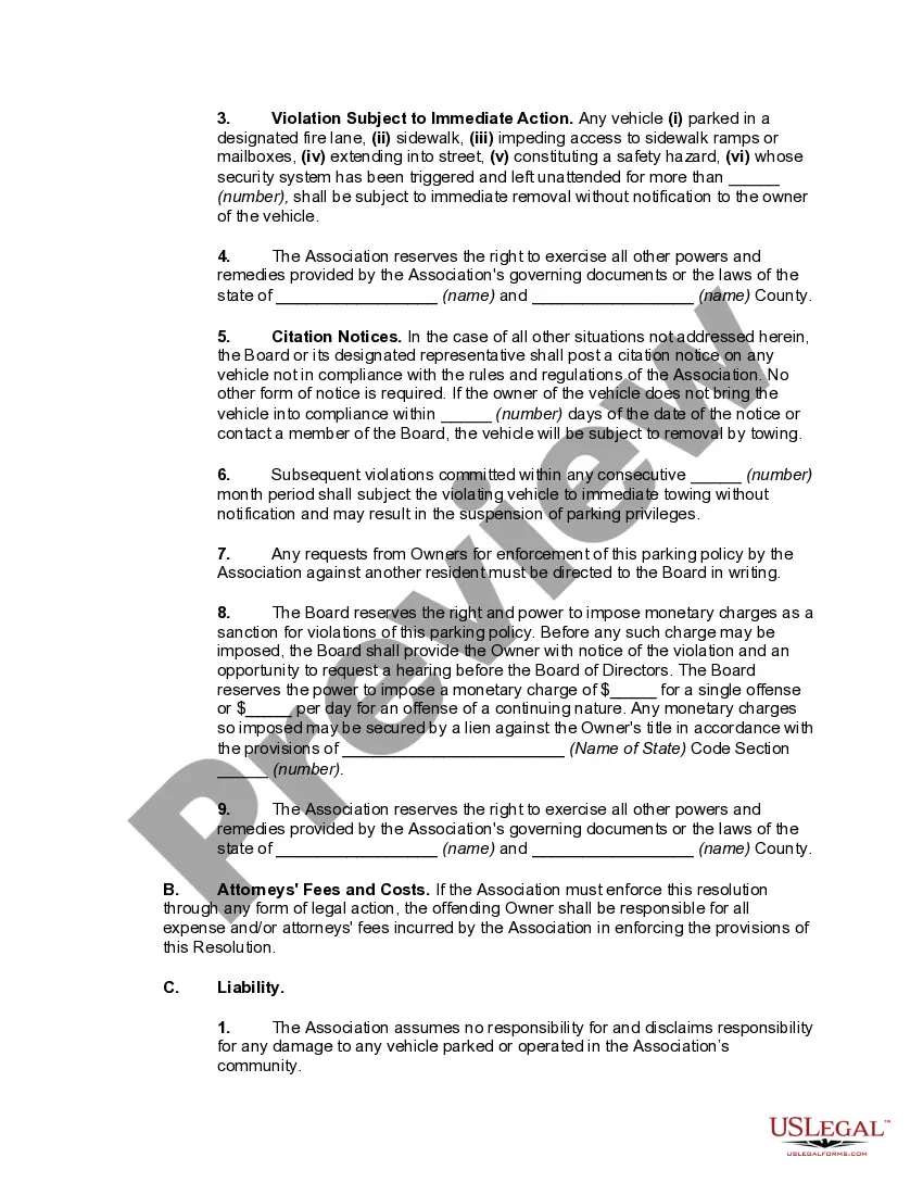 Get Parking Rules and Regulations of Homeowners' Association Preview Parking Rules and Regulations of Homeowners' Association