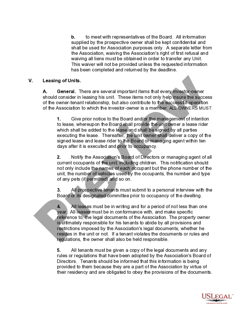 Get Rules and Regulations for a Condominium Association Preview Rules and Regulations for a Condominium Association