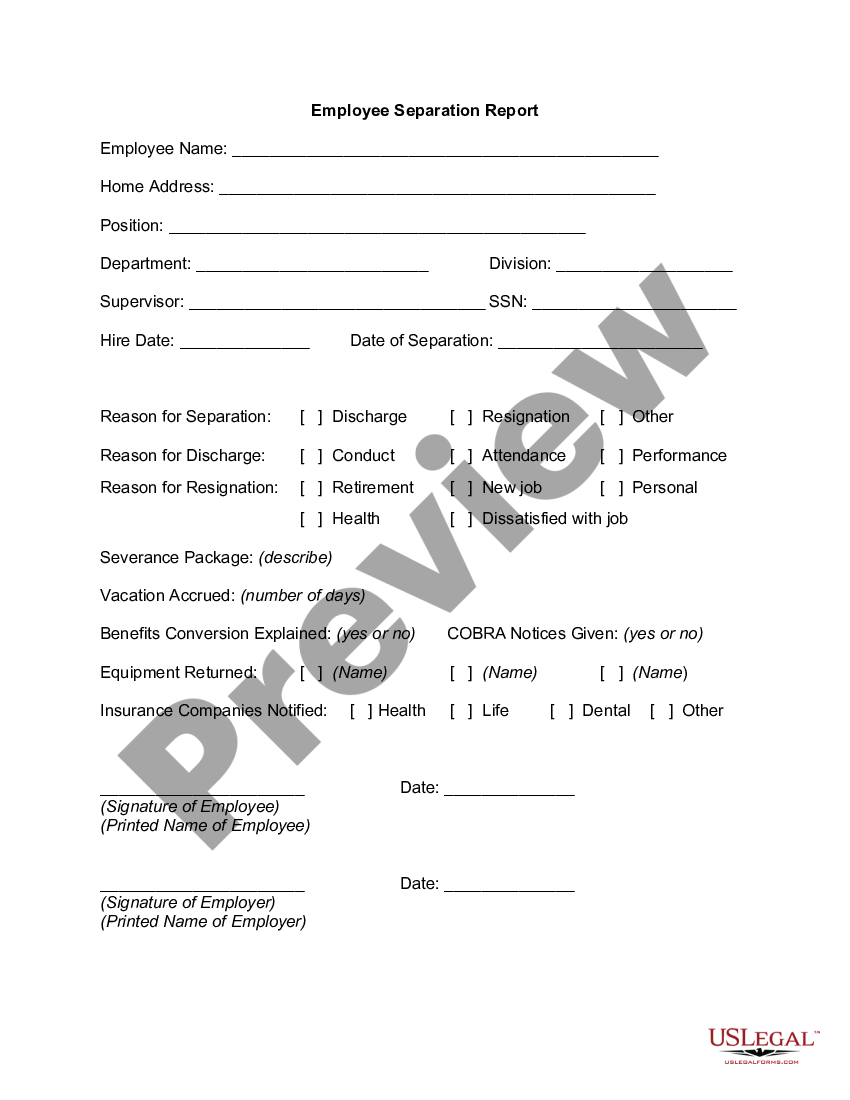 Oklahoma Employee Separation Report Us Legal Forms 9137