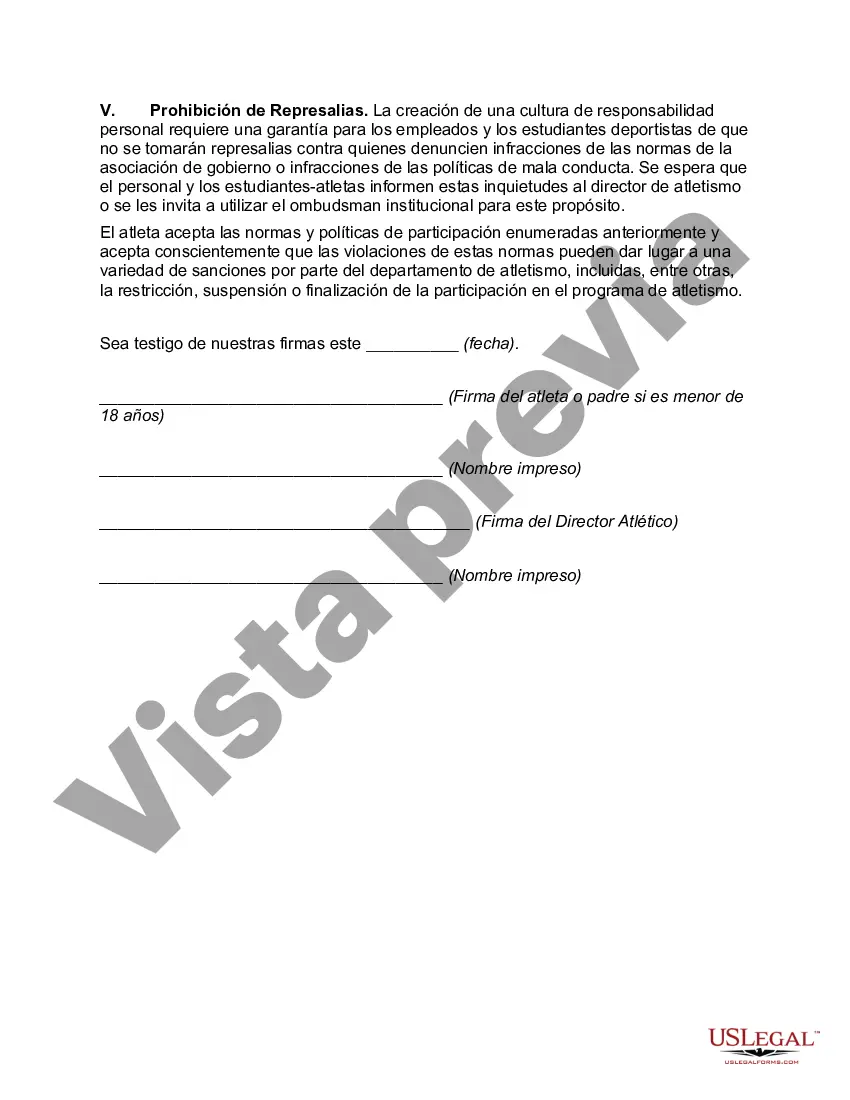 Preview Acuerdo de Participación del Estudiante Atleta