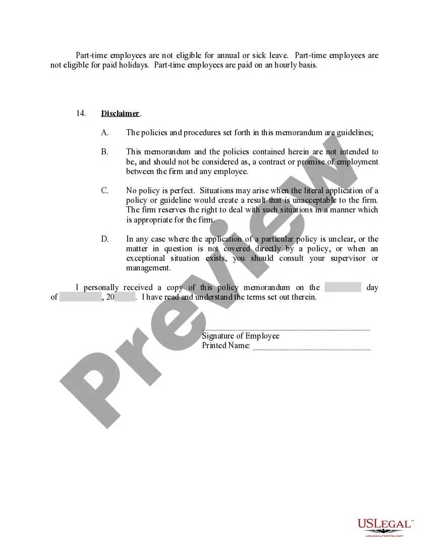 Get Sample Employee Policy for Small Law Firm Preview Sample Employee Policy for Small Law Firm