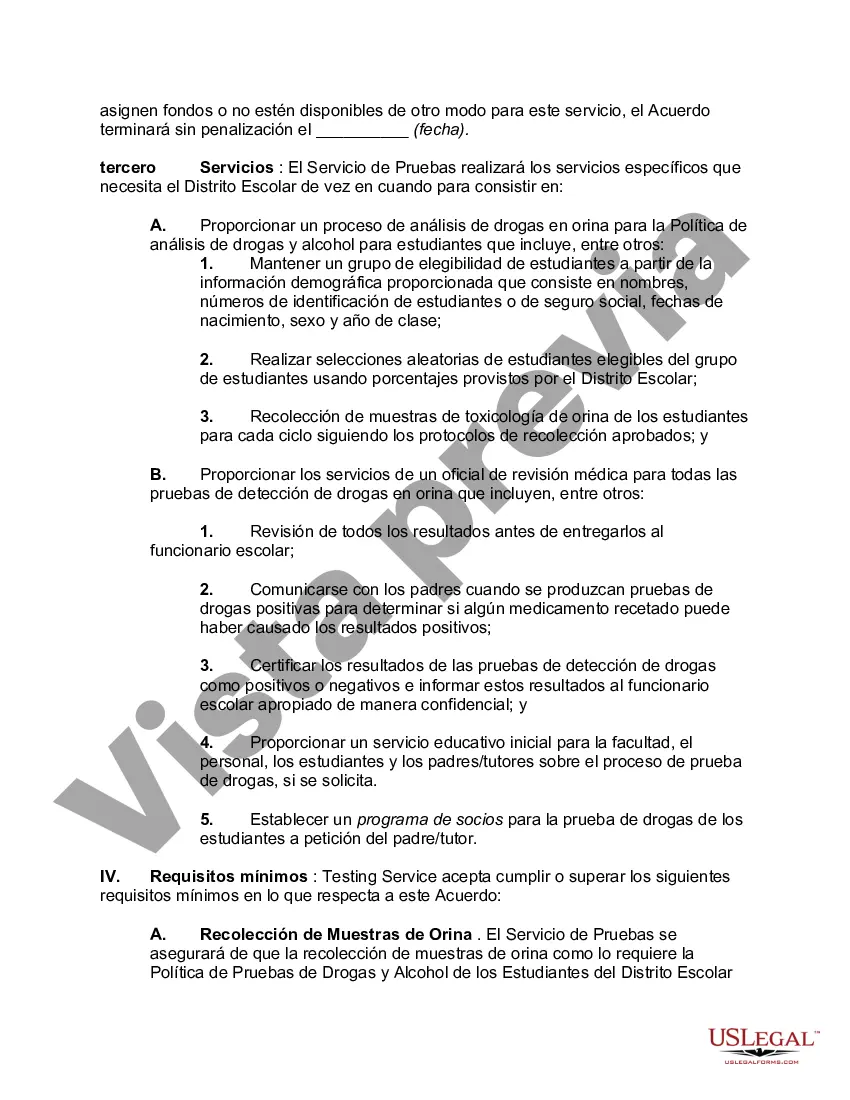 Preview Acuerdo para Pruebas de Drogas con Servicio de Pruebas de Drogas