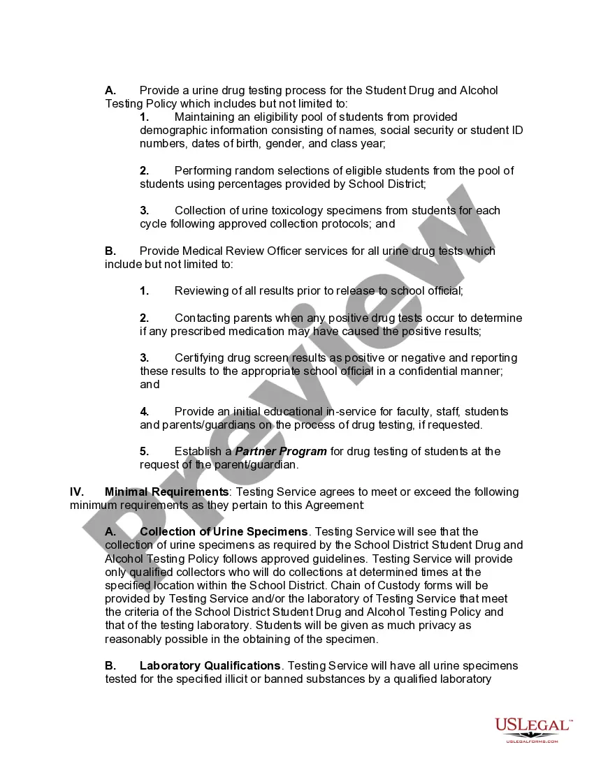 Get Agreement for Drug Testing with Drug Testing Service Preview Agreement for Drug Testing with Drug Testing Service