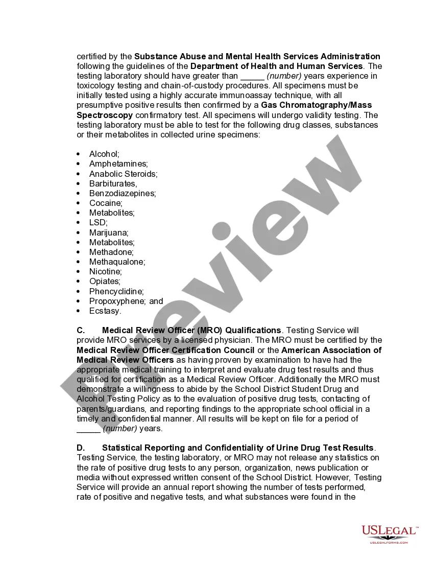 Get Agreement for Drug Testing with Drug Testing Service Preview Agreement for Drug Testing with Drug Testing Service