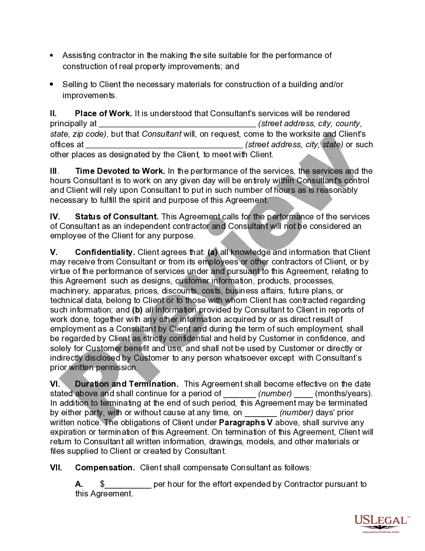 Preview Sales Consulting Agreement with Independent Contractor