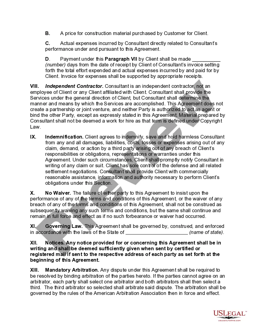Preview Sales Consulting Agreement with Independent Contractor