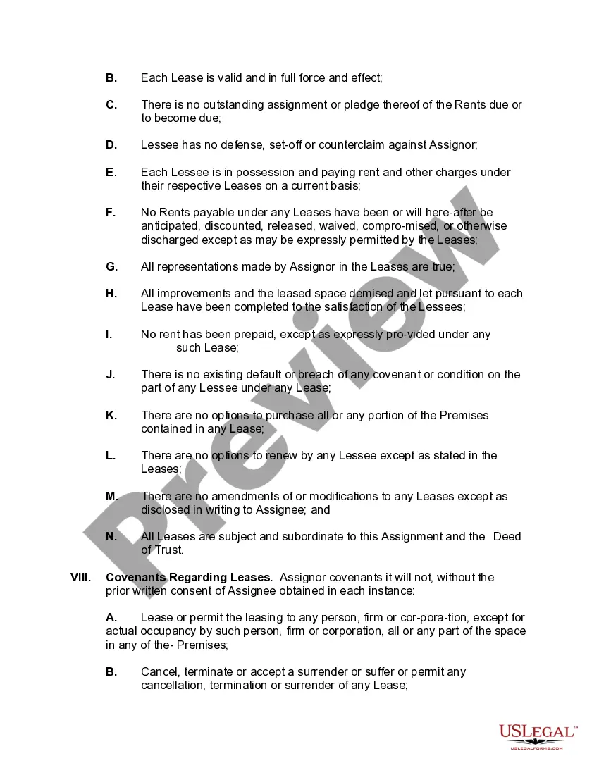 Get Assignment of Leases and Rents as Collateral Security for a Commercial Loan Preview Assignment of Leases and Rents as Collateral Security for a Commercial Loan