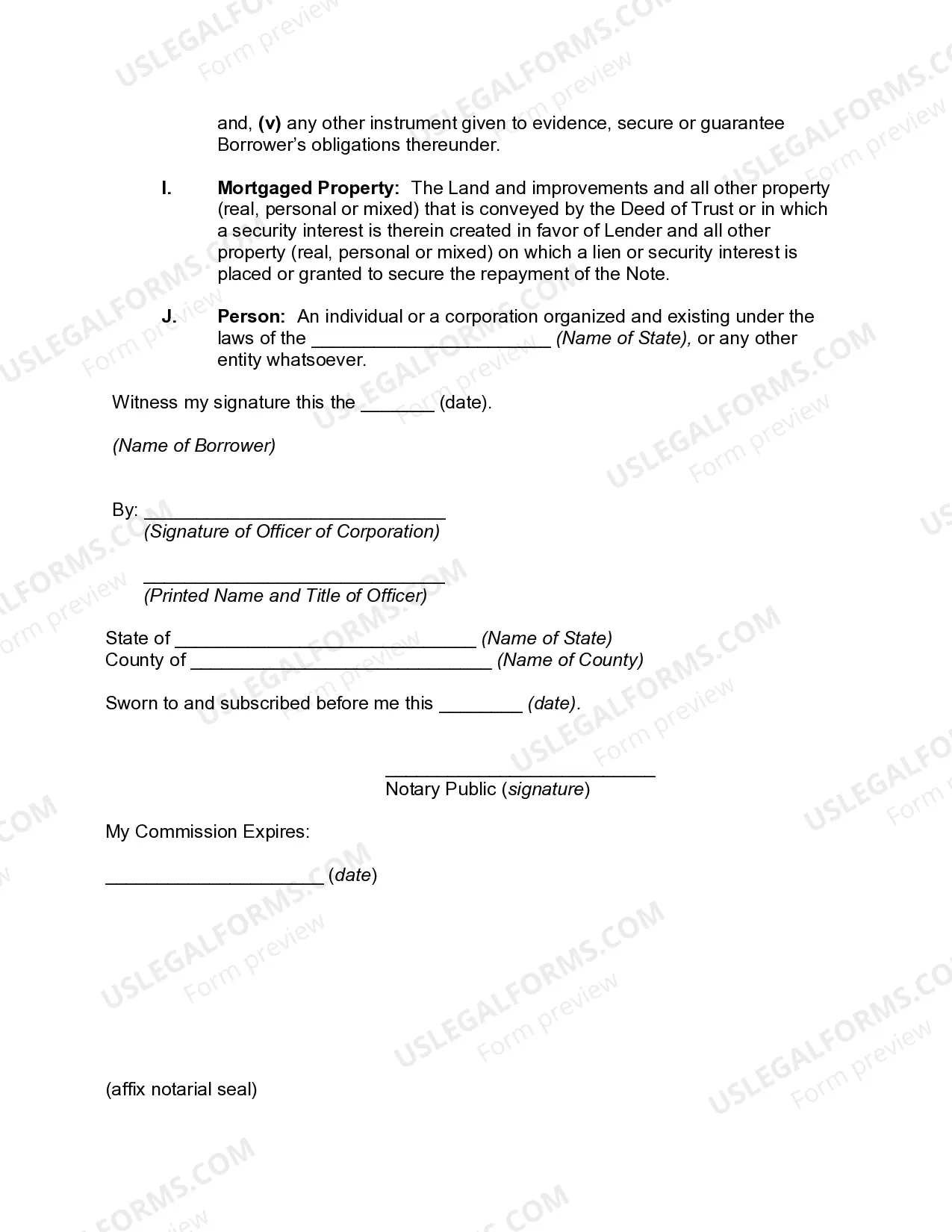 Preview Certificate of Borrower regarding Commercial Loan