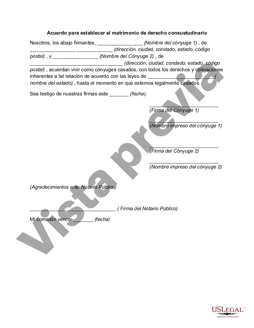 Preview Acuerdo para establecer el matrimonio de derecho consuetudinario