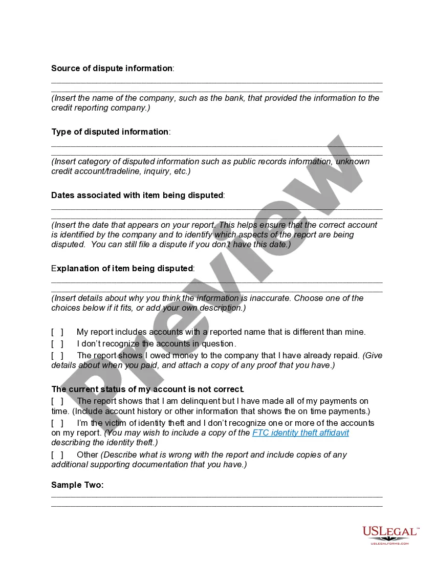 Get Challenge to Credit Report of Experian, TransUnion, and/or Equifax Preview Challenge to Credit Report of Experian, TransUnion, and/or Equifax