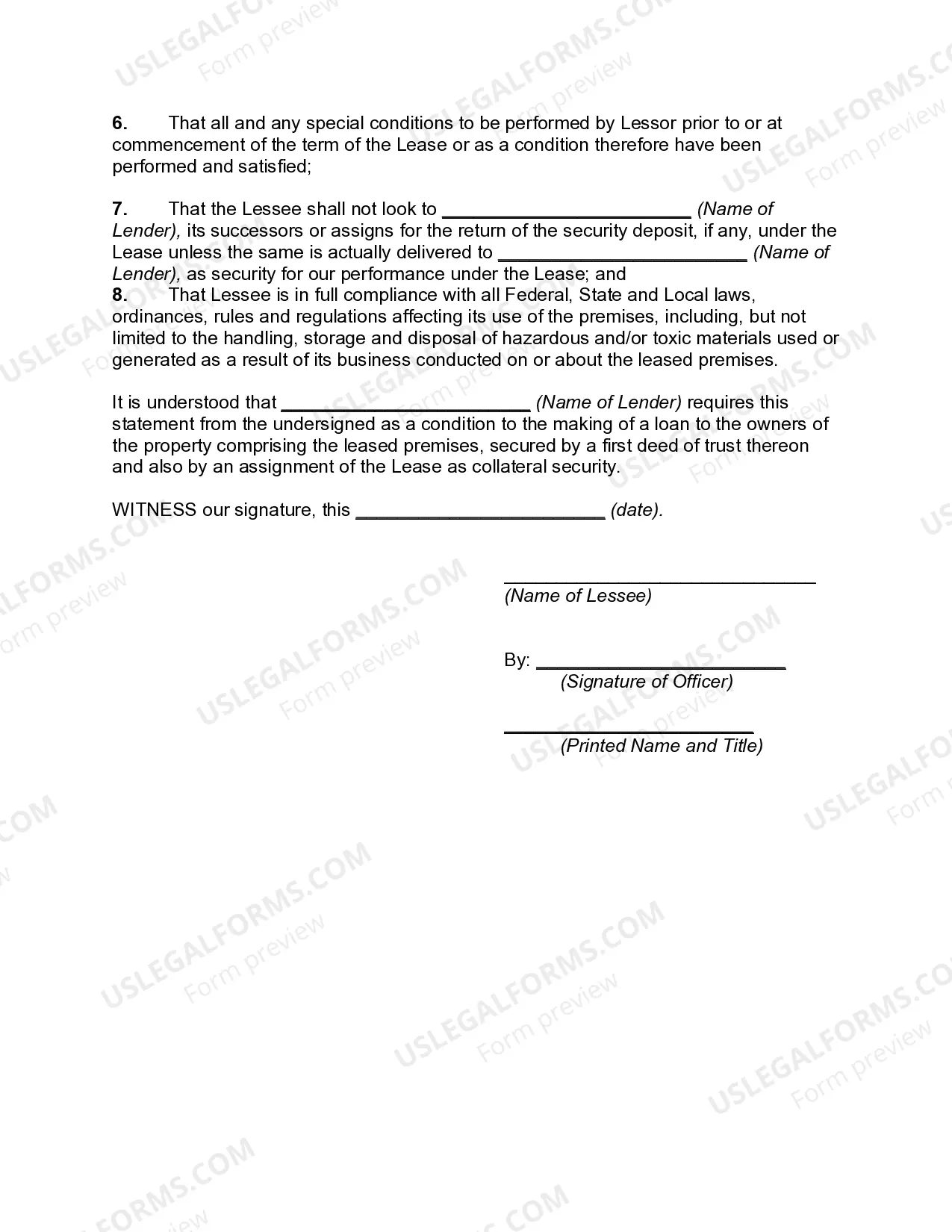 Preview Tenant Acceptance Agreement or Letter