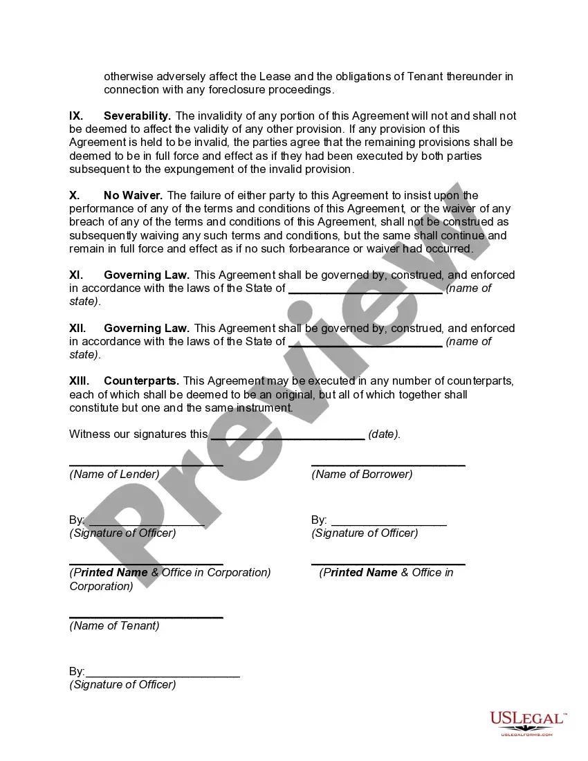 Get Subordination, Non-Disturbance, and Attornment Agreement of a Lease regarding a Commercial Loan Preview Subordination, Non-Disturbance, and Attornment Agreement of a Lease regarding a Commercial Loan