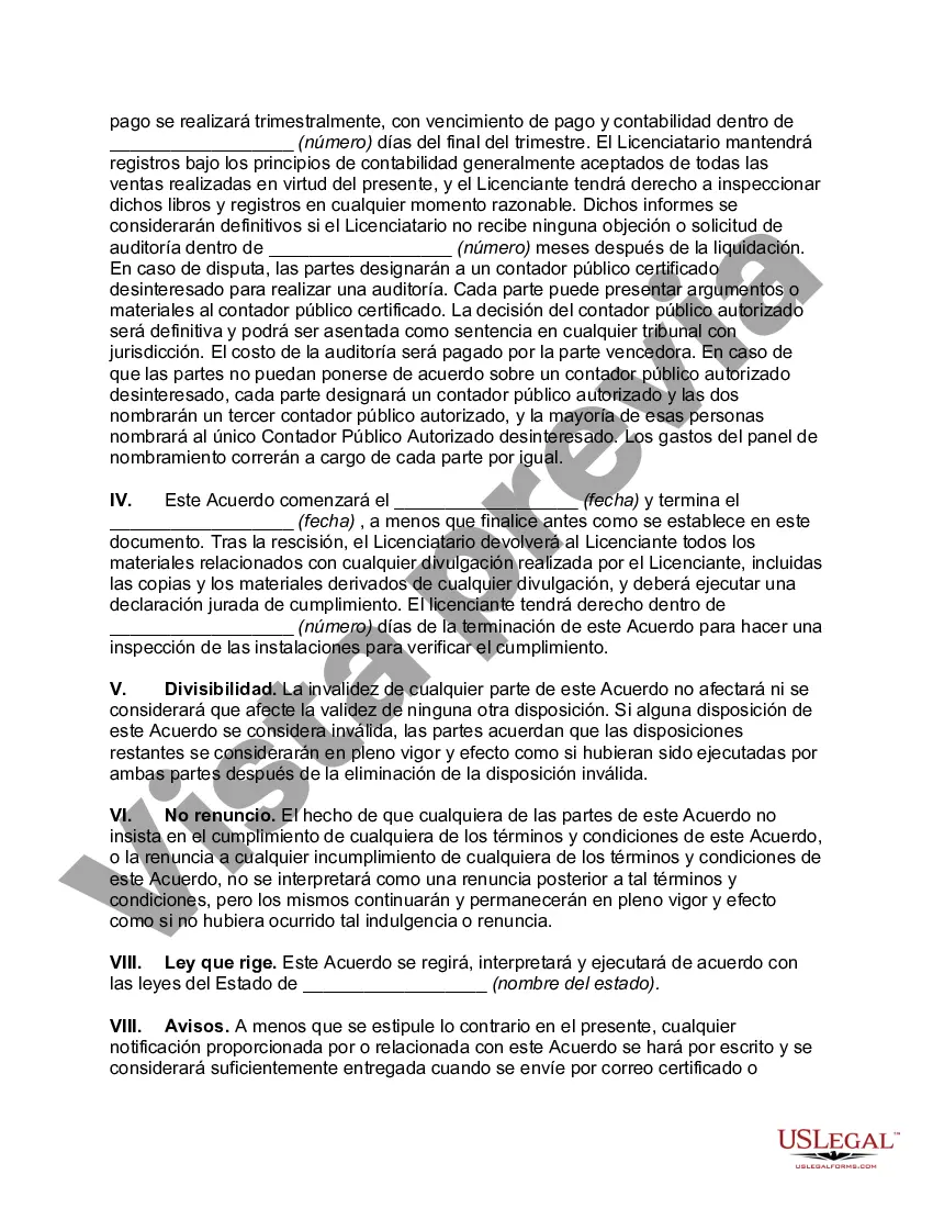 Preview Acuerdo de licencia de secretos comerciales y cesión entre el licenciante y el licenciatario