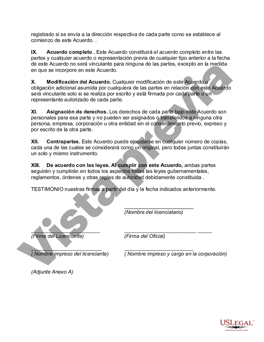 Preview Acuerdo de licencia de secretos comerciales y cesión entre el licenciante y el licenciatario