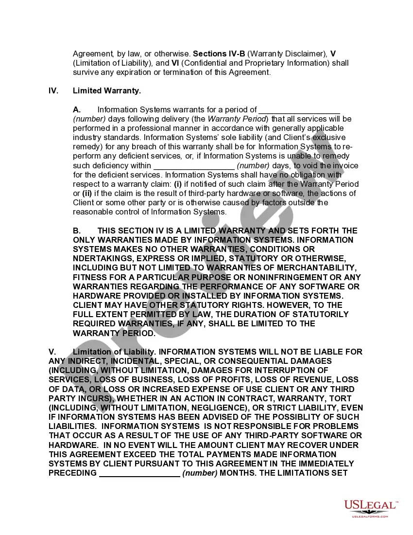 Preview Master Services Agreement for Information Technology Infrastructure Support Services