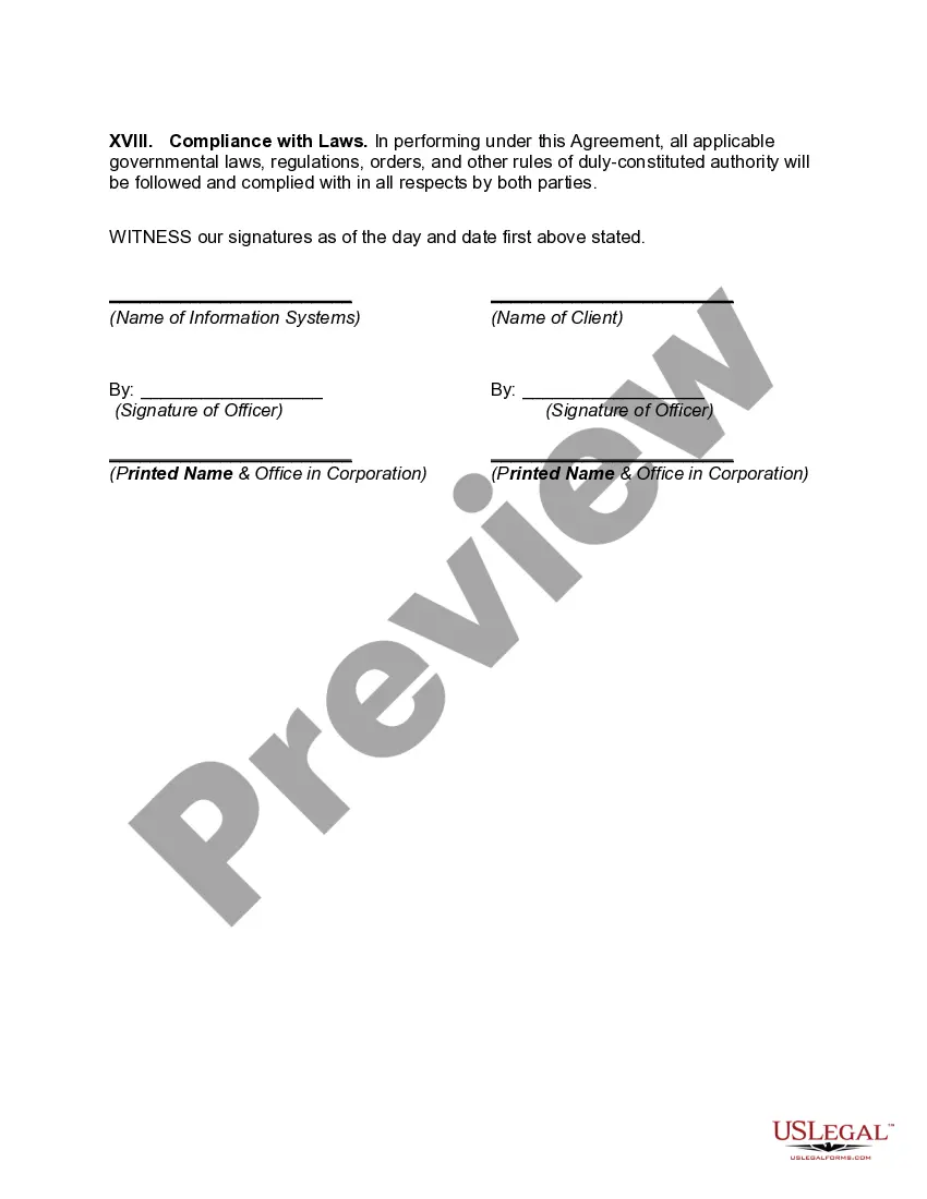Preview Master Services Agreement for Information Technology Infrastructure Support Services